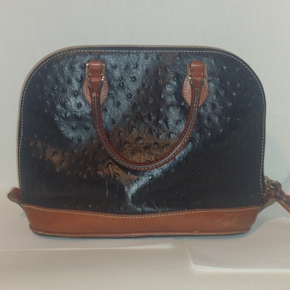 Dooney & Bourke Black Ostrich Zip Zip Satchel